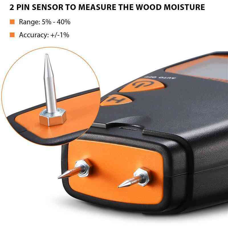 Wood Moisture Meter,Digital Portable Firewood Wall Paper Water Moisture Tester