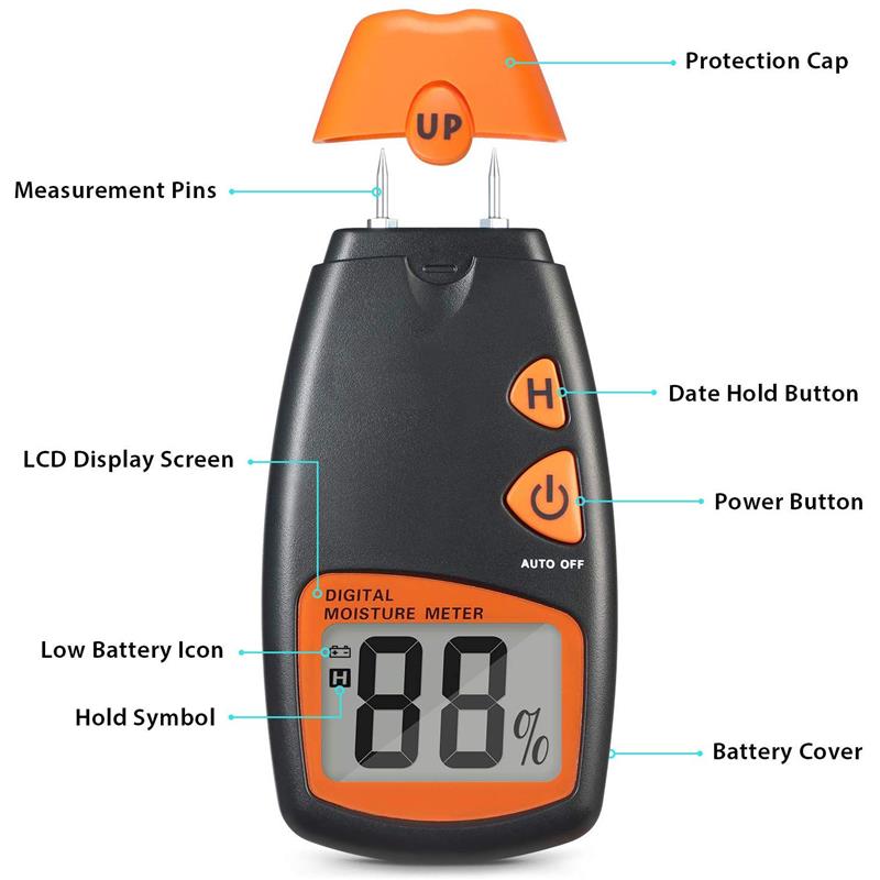 Wood Moisture Meter,Digital Portable Firewood Wall Paper Water Moisture Tester