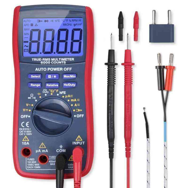 Digital Multimeter, Counts Volt Meter Manual and Auto Ranging, Red