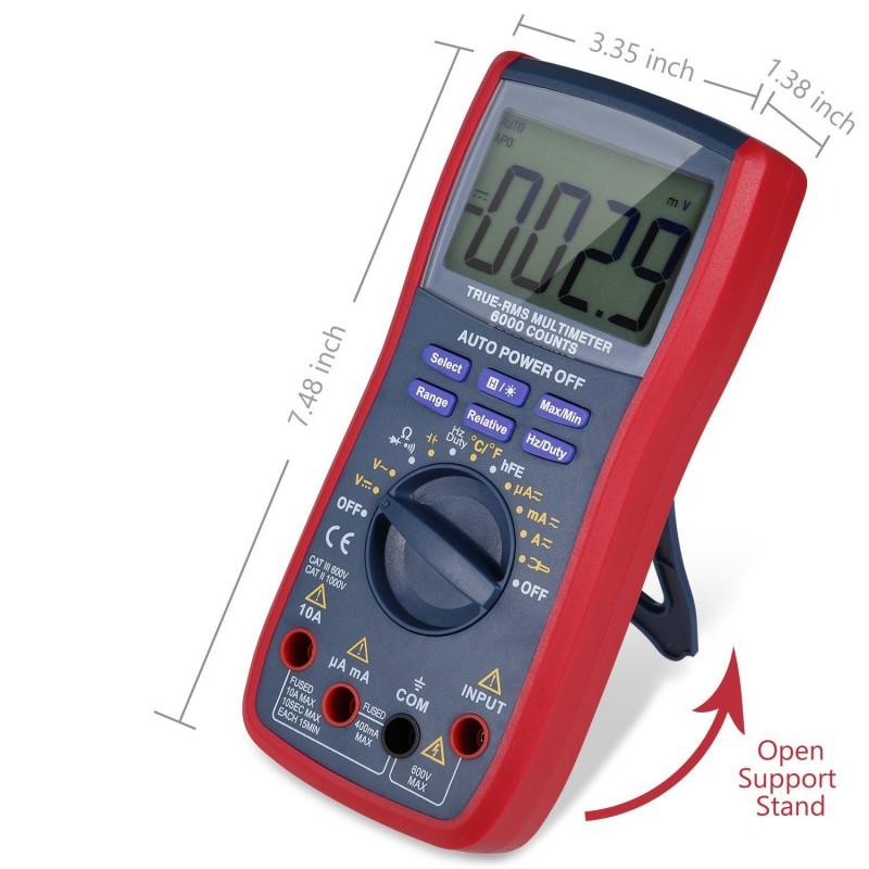 Digital Multimeter, Counts Volt Meter Manual and Auto Ranging, Red