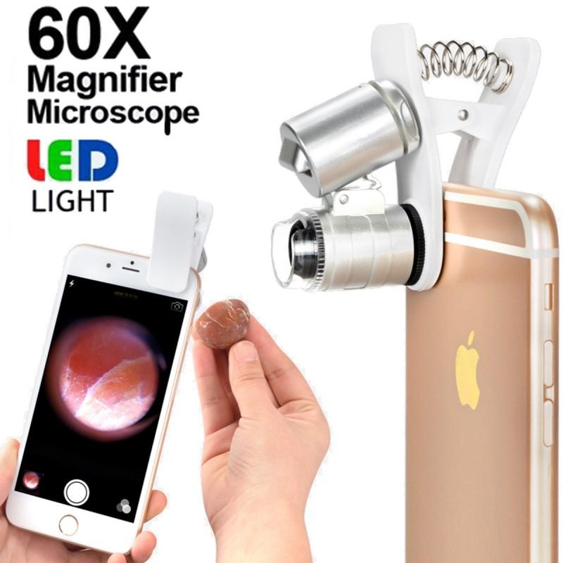 60X Handheld Mini Pocket Microscope Loupe Jeweler Magnifier LED Light Trendy