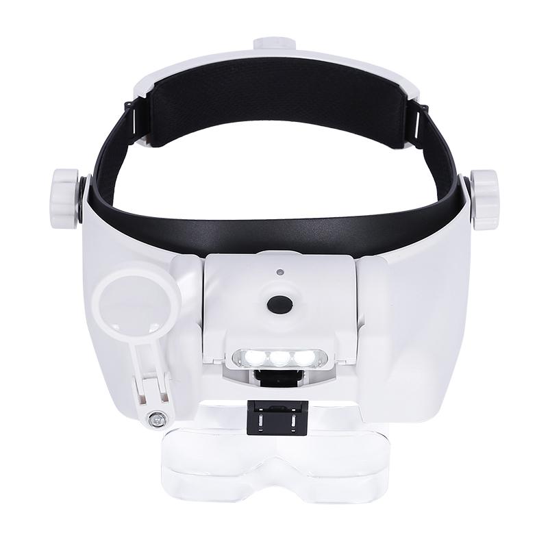 USB Rechargeable Magnifier Headband Magnifier With Illumination 3 LED Magnifier Lam