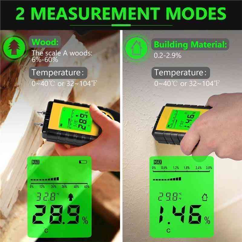 Wood Moisture Meter - Digital Moisture Detector Moisture Tester - (Yellow)