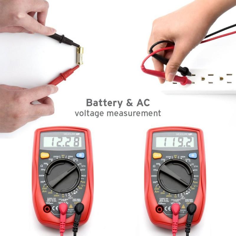 Digital Multimeters , Electronic Amp Volt Ohm Voltage Meter Multimeter with Diode and Continuity Test Tester(Red)