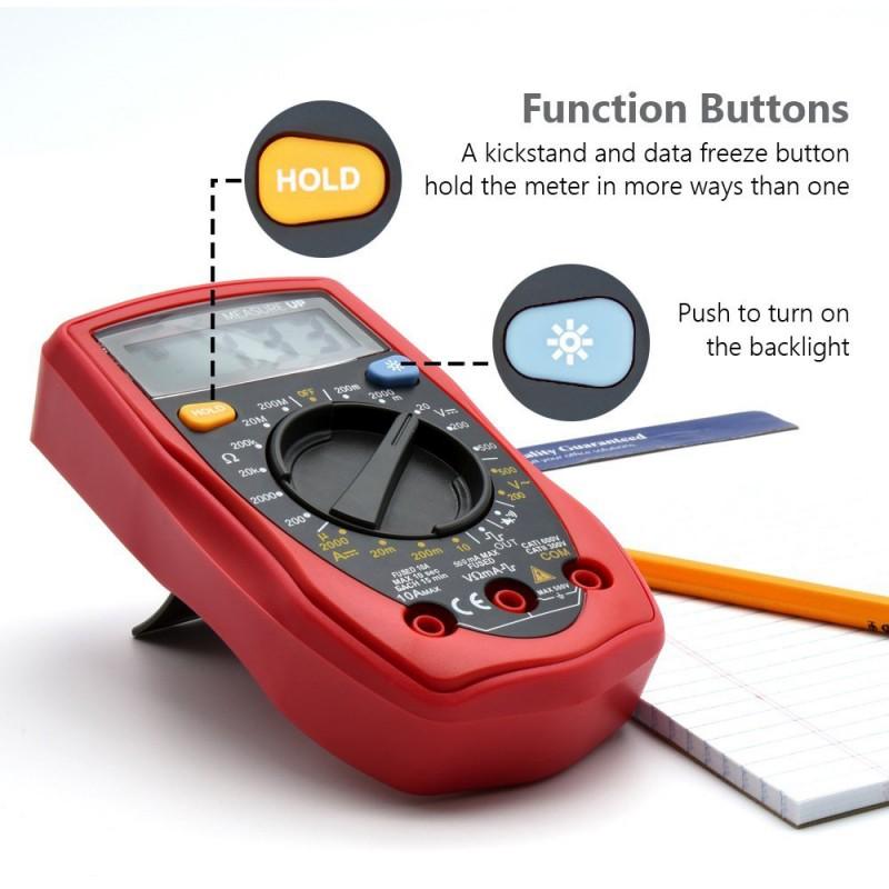 Digital Multimeters , Electronic Amp Volt Ohm Voltage Meter Multimeter with Diode and Continuity Test Tester(Red)